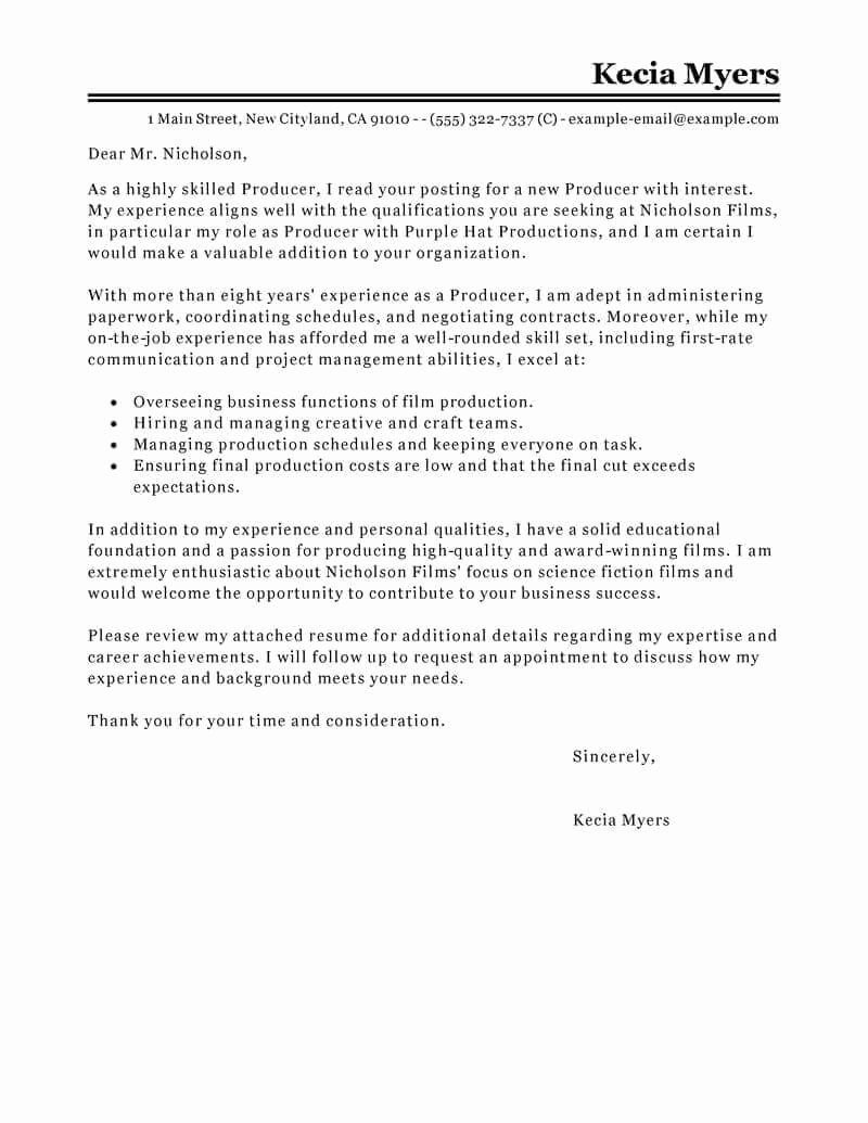 Cover Letter for Kroger New Best Media &amp; Entertainment Cover Letter Examples