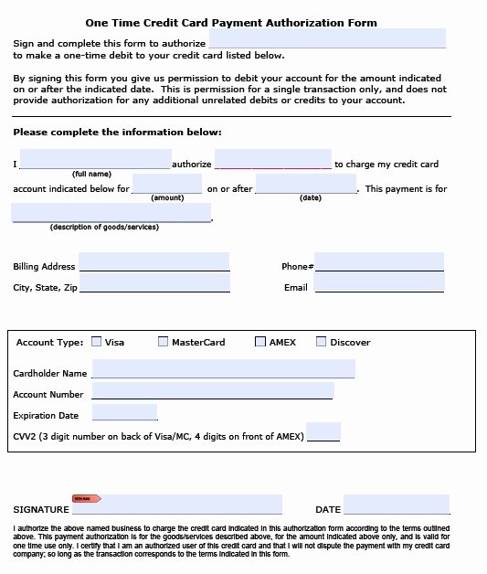 Credit Card Authorization form Word Beautiful Credit Card Authorization form Template