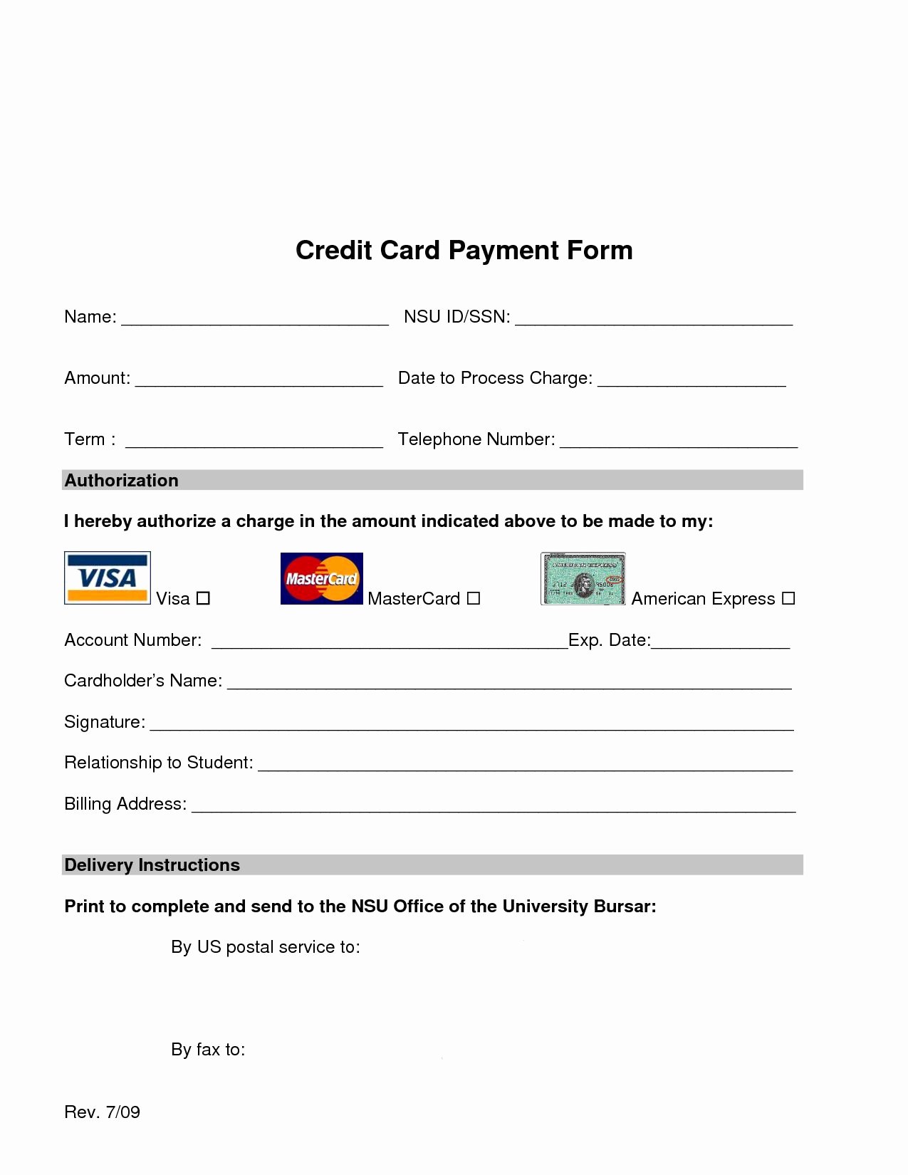 Credit Card Authorization form Word Fresh Credit Card Processing form Web Design