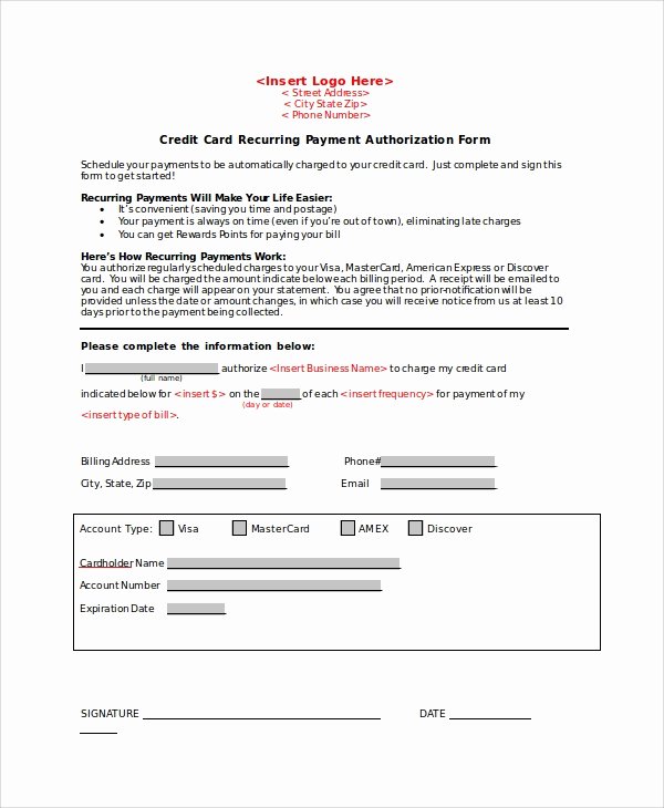 Credit Card Authorization form Word Unique Credit Card Authorization form Sample 8 Examples In