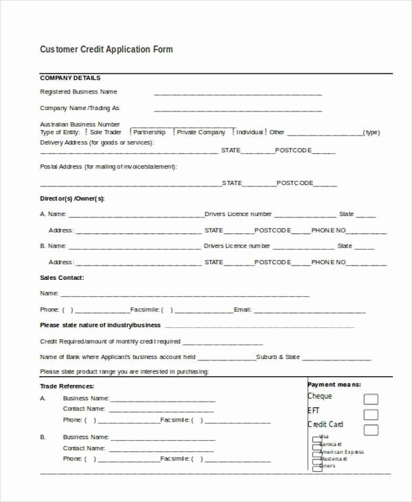 Credit Request form Awesome Application form In Word