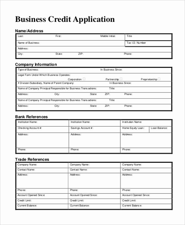 Credit Request form Awesome Sample Business Application form 9 Free Documents In Pdf