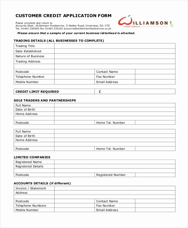 Credit Request form Luxury 11 Sample Credit Application forms Free Sample Example