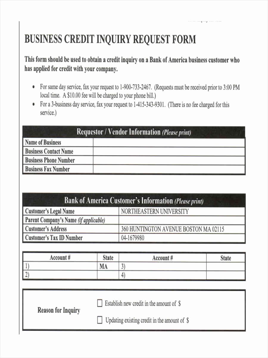 Credit Request form New 10 Credit Inquiry form Samples Free Sample Example