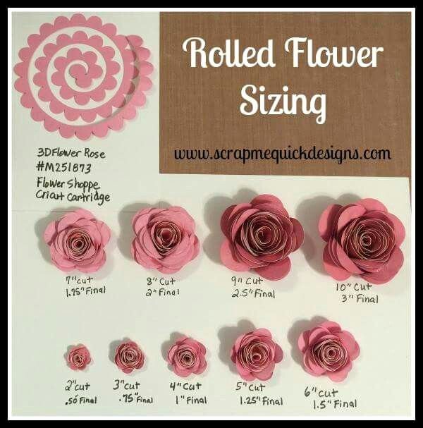 Cricut Paper Roses Unique Rolled Paper Flower Sizing Chart Cricut Paper Flowers