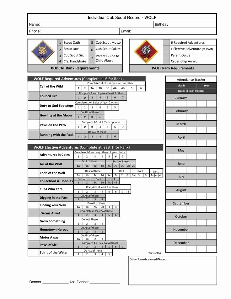 Cub Scout Calendar Template Beautiful 2017 Wolf Tracker Pdf Cub Scout Ideas Pinterest