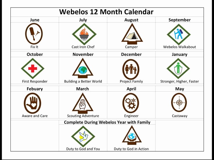 Cub Scout Calendar Template Luxury New Cub Scouts 12 Month Calendar We Created for Our Lds