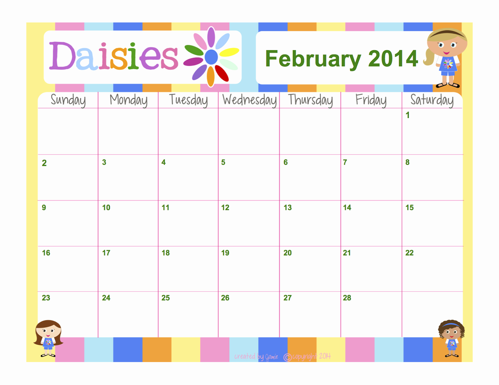 Cub Scout Calendar Template New Girl Scouts Daisies Free Calendar Word format