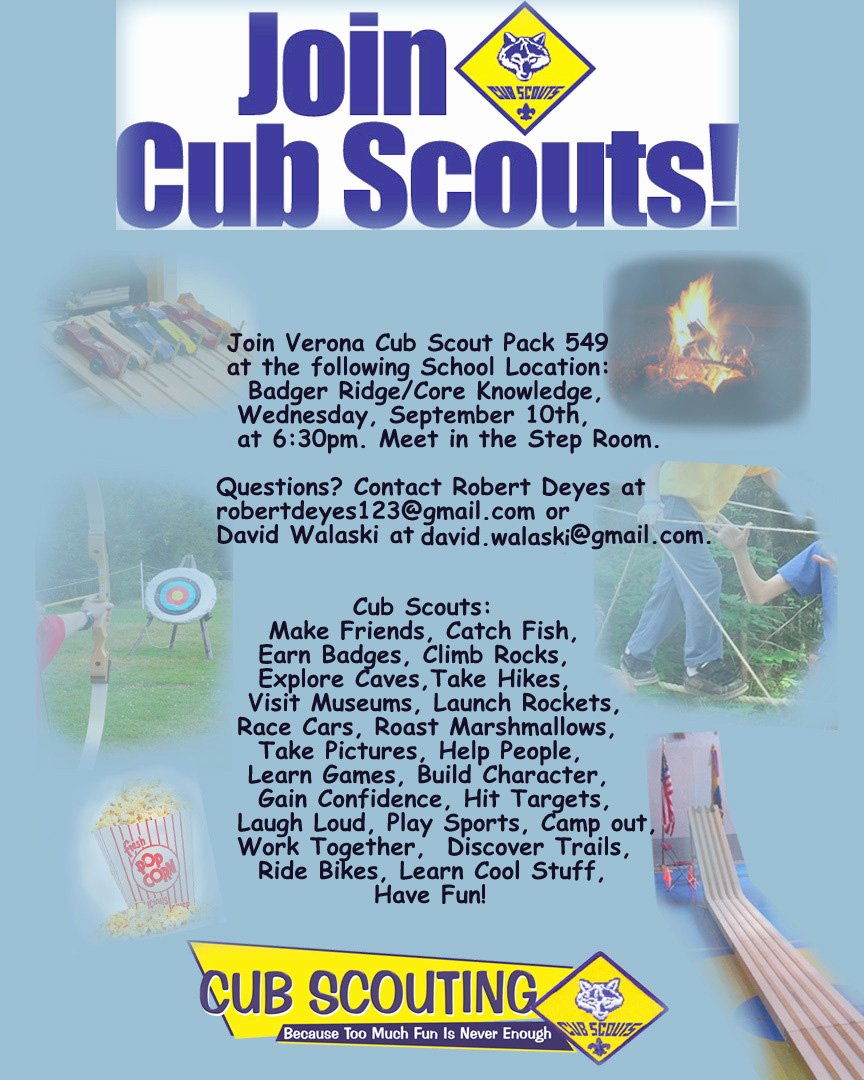 Cub Scout Flyer Template Beautiful Cub Scout Pack 549 Verona Wi September 2015