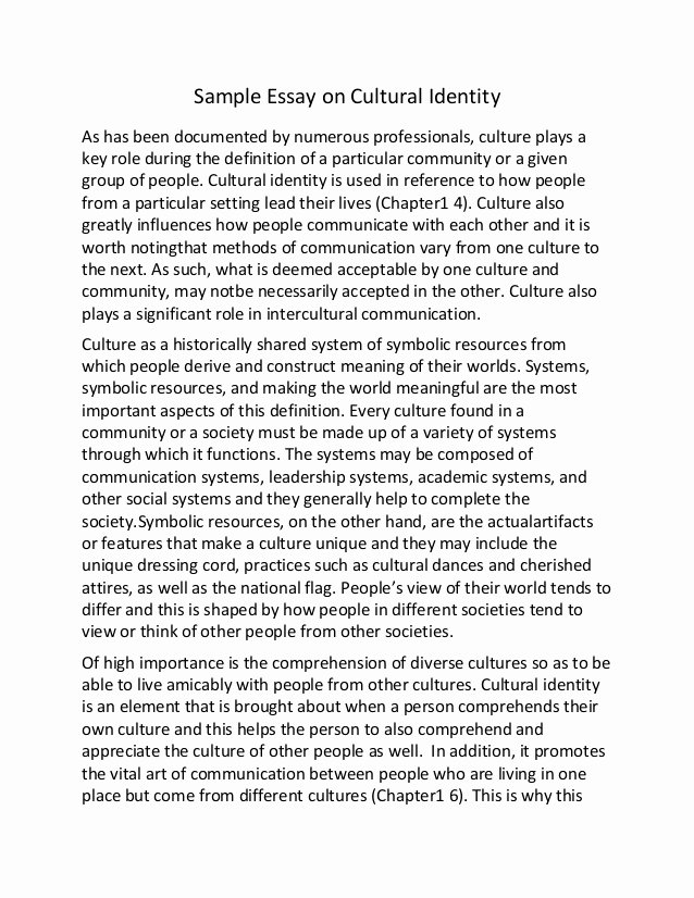 Cultural Autobiography Essay Example Lovely Sample Essay On Cultural Identity