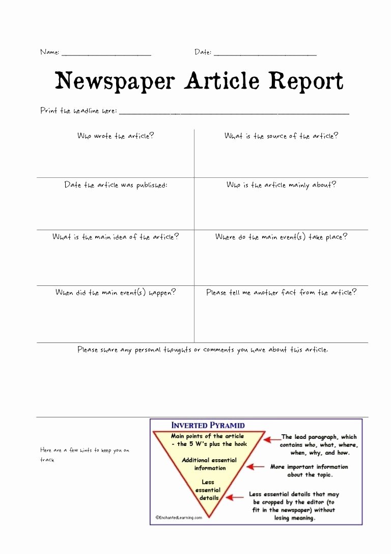 Current event Paper format Unique Newspaper Article Review Template