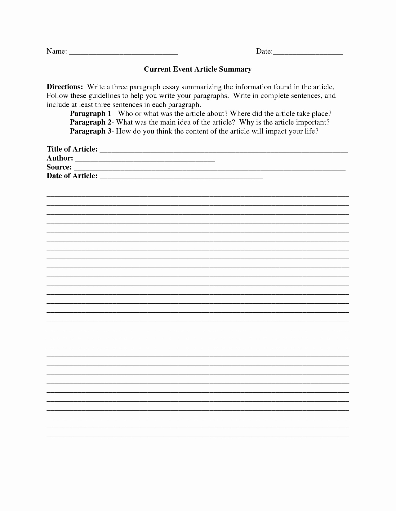Current event Paper Outline New 27 Of Current event Template
