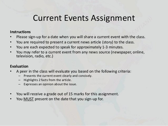 Current event Paper Outline New Current events Presentation assignment 1