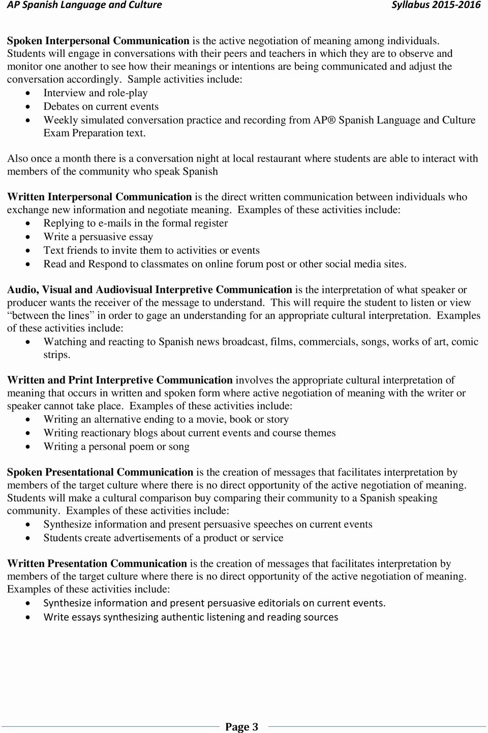 Current event Paper Sample Awesome Ap Spanish Language and Culture Syllabus Pdf