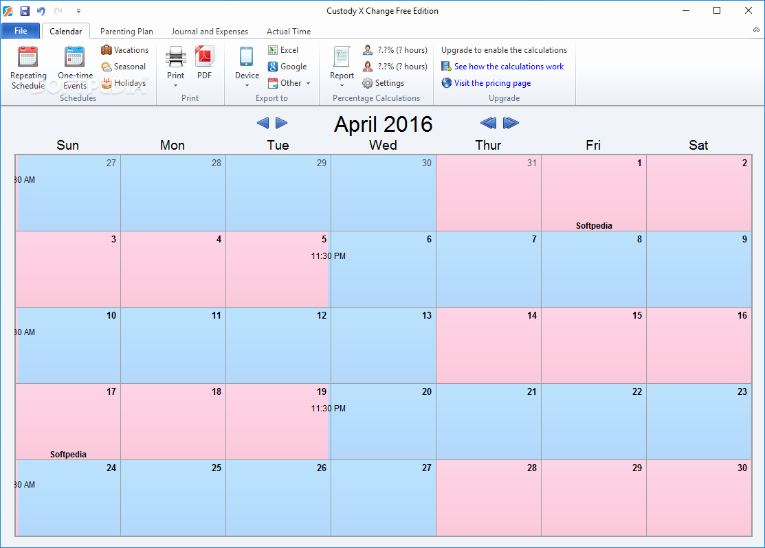 Custody Calendar Template Beautiful Download Custody X Change 5 25