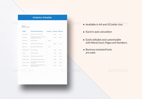 Custody Calendar Template Elegant Visitation Schedule Template 13 Free Word Excel Pdf