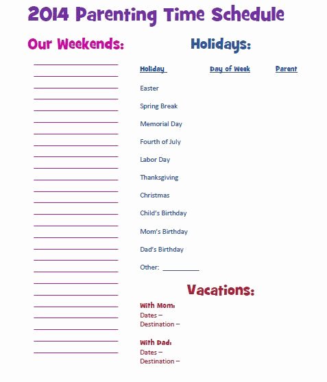 Custody Calendar Template Inspirational Parenting Time Custody Calendar 2014 Schedule Cheat