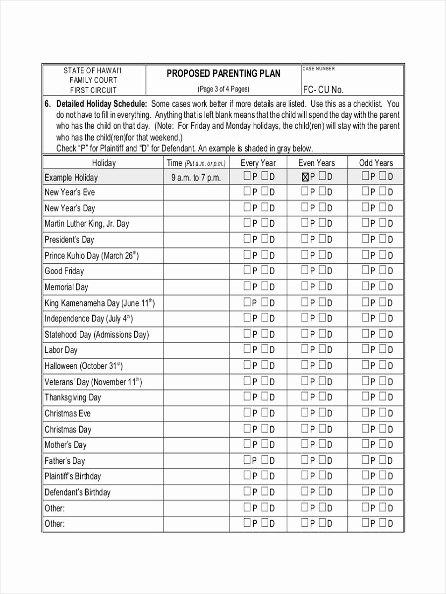 Custody Calendar Template Lovely 5 Examples Of Parenting Schedules