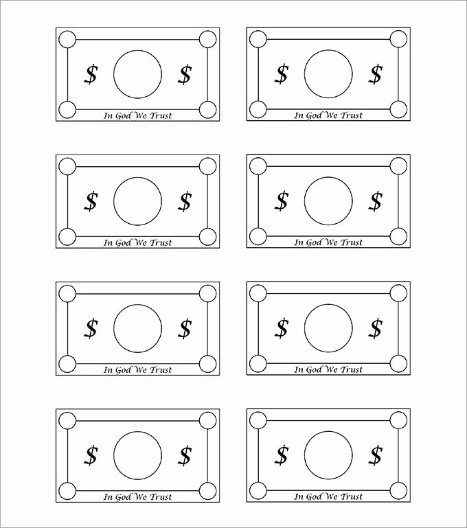 Custom Dollar Bill Template Awesome Play Money Template