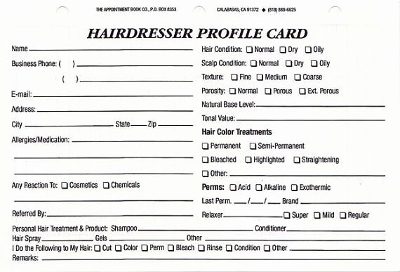 Customer Info Card Template Best Of Hairdresser Client Profile Cards Pack 100 Refills Ly