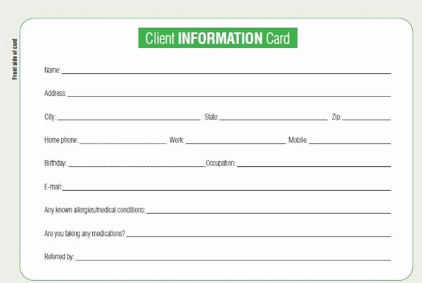 Customer Info Card Template Lovely Keeping Tabs On Clients by Using Client Cards Business