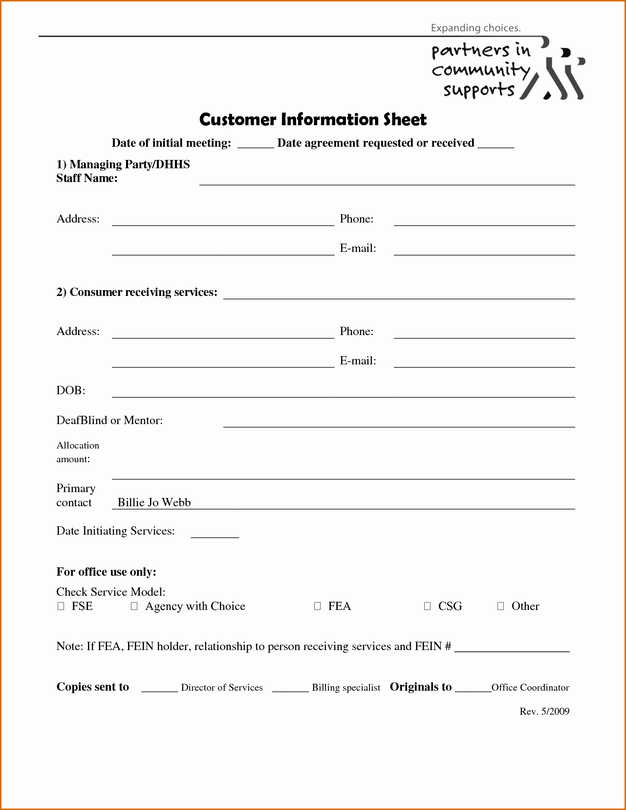 Customer Information Card Template Unique 5 Client Information Sheet