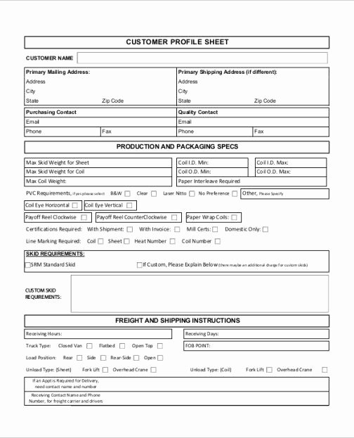 Customer Profile form Best Of Customer Profile Template Word Templates