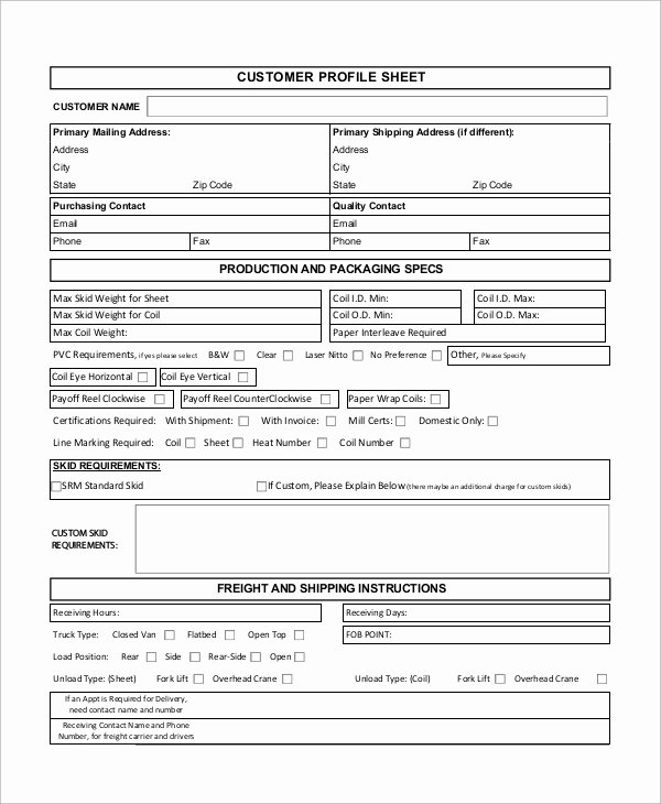 Customer Profile form Lovely 8 Sample Customer Profiles