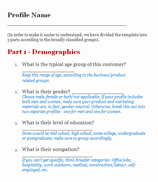 Customer Profile form Lovely Customer Profile Template