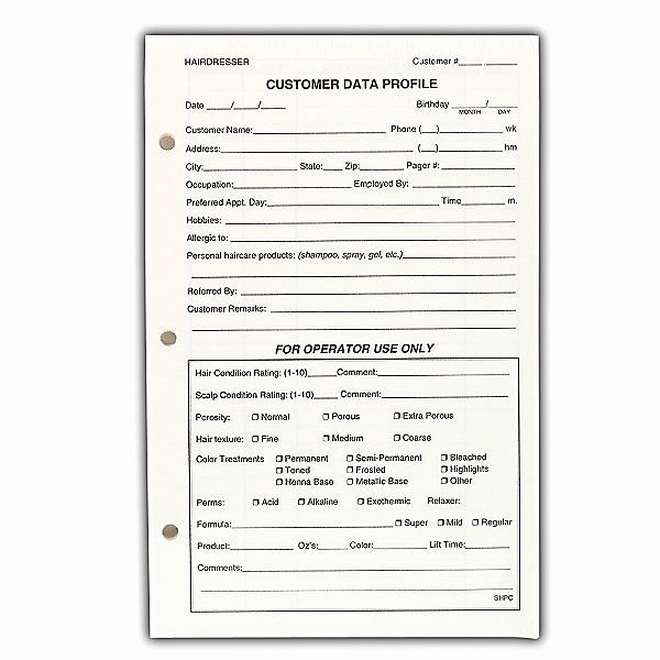 Customer Profile form Luxury Client Data Profile organizer Cards Help You Keep