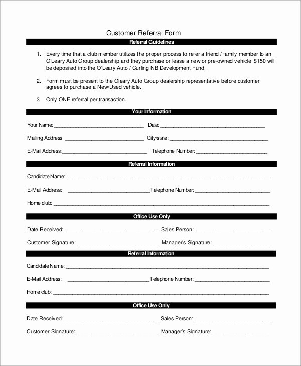 Customer Referral form Best Of Employee Referral form