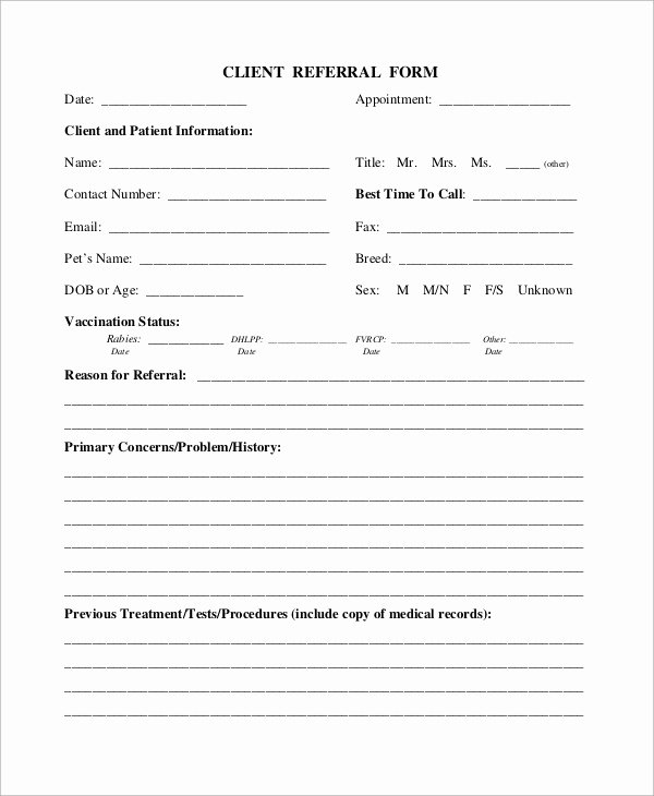 Customer Referral form Elegant Sample Referral form 10 Examples In Word Pdf