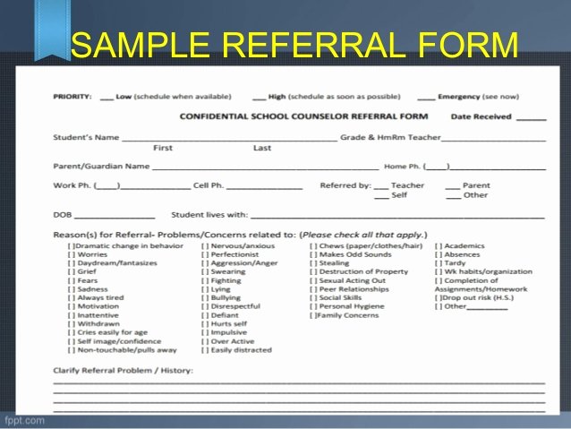 Customer Referral form New Referral and Follow Up Guidance and Counseling