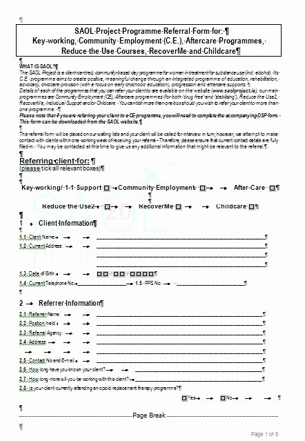 Customer Referral form New Referral form