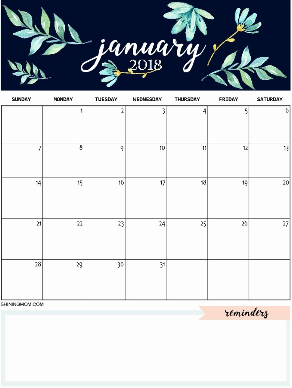 Cute Calendar Template 2019 Best Of January 2018 Cute Calendar Maxcalendars