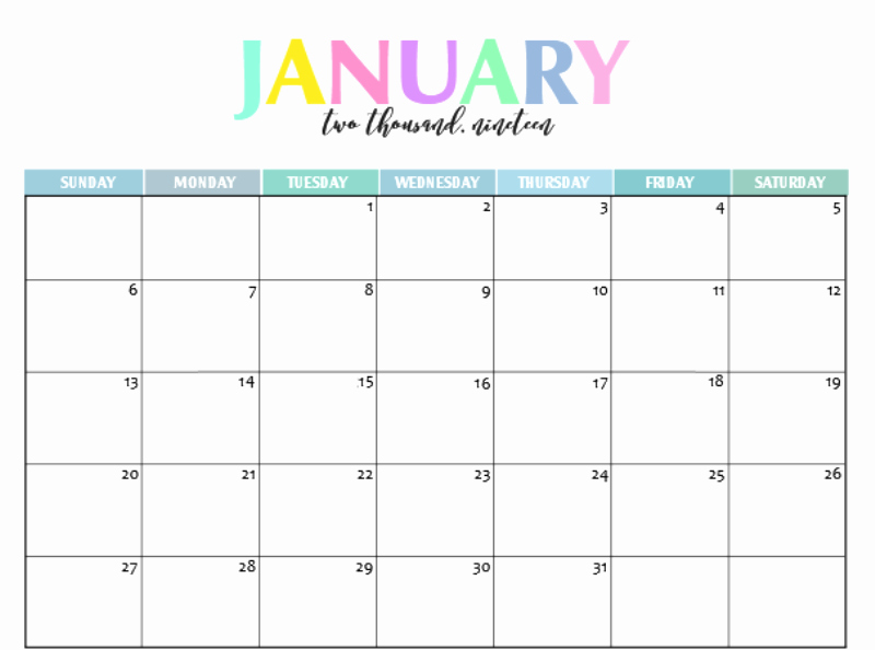 Cute Calendar Template 2019 Best Of Printable January 2019 Calendar Cute 2018 Printable