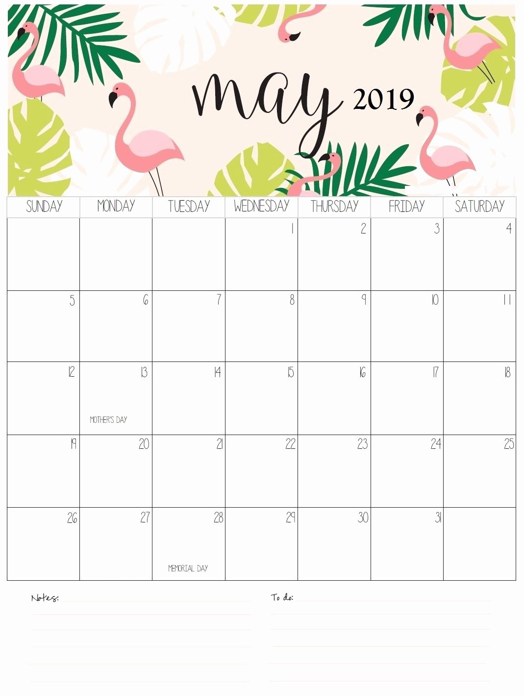 Cute Calendar Template 2019 Fresh May 2019 Calendar Printable Template with Holidays