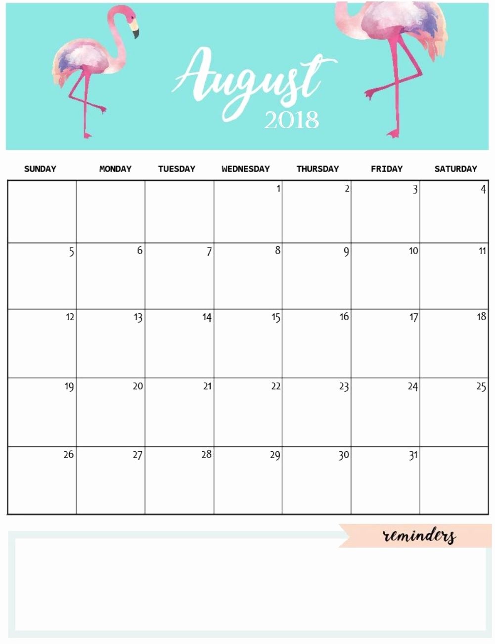 Cute Calendar Template 2019 Lovely Cute August 2018 Calendar Template Calendars