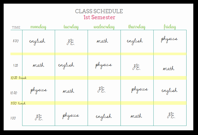 Cute Class Schedule Maker New Student Planners Class Schedules and Reference Sheets