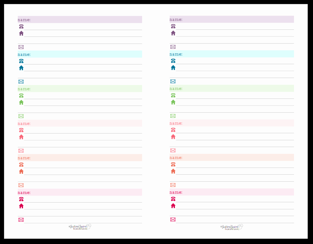 Cute Printable Address Book Best Of Colourful Address Book and Password Log Printables