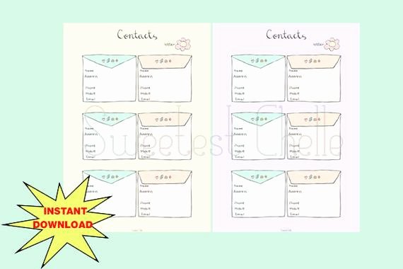 Cute Printable Address Book New Cute Printable A5 Page 2 Colours Printable Contact List