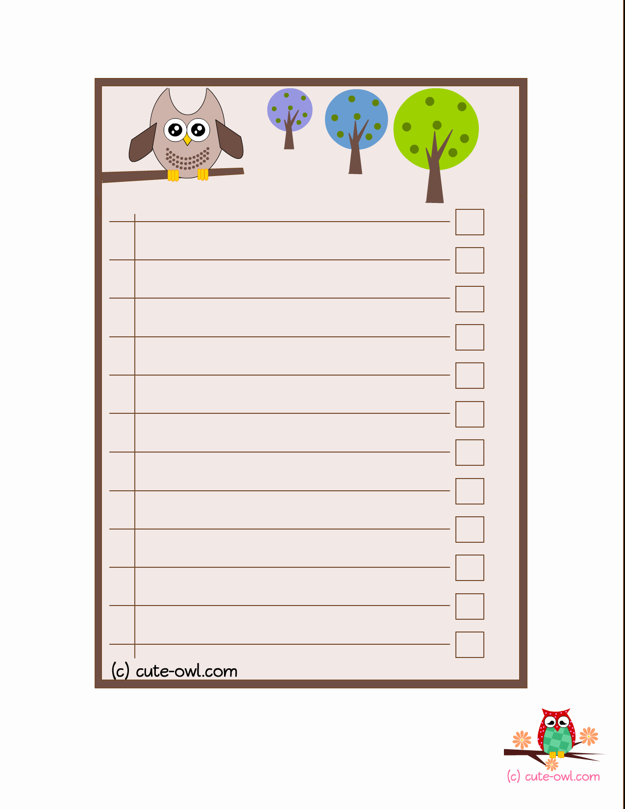 Cute to Do List Template Lovely 4 Cute Owl to Do Lists for the Love Of Owls