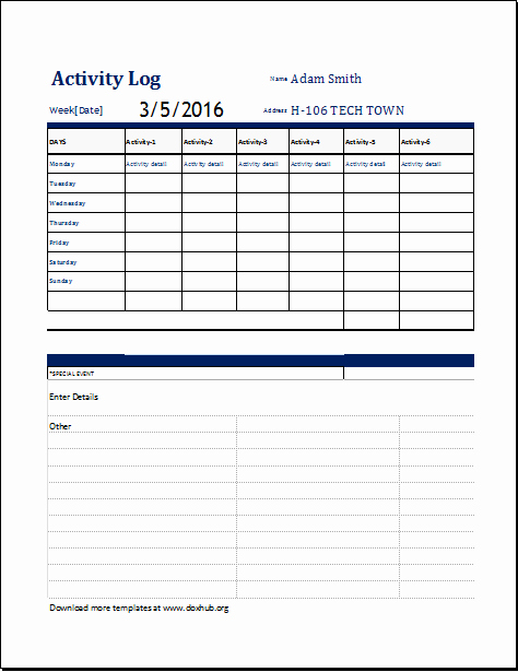 Daily Activity Log Template Excel Best Of Activity Log Template for Ms Excel and Open Fice