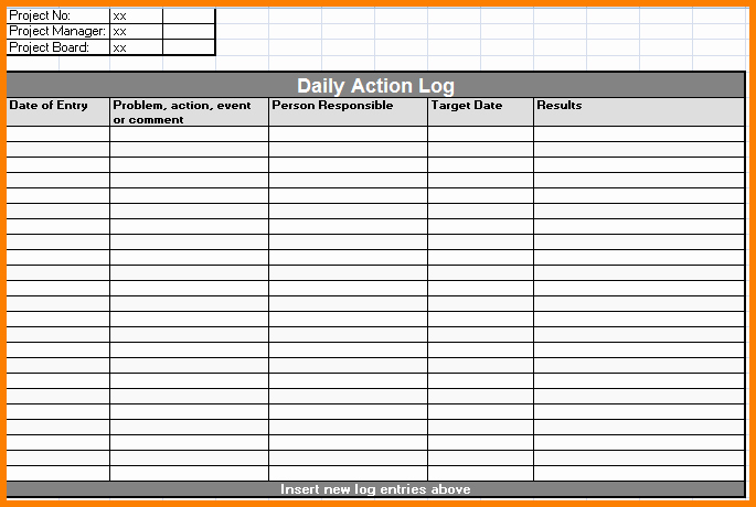 Daily Activity Log Template Excel Best Of Daily Log Sheet format Pertamini