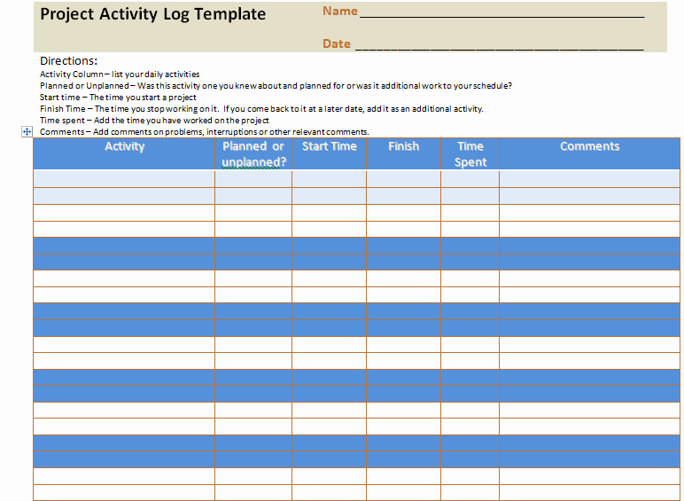 Daily Activity Log Template Excel Best Of Project Activity Log Excel Template Project Management