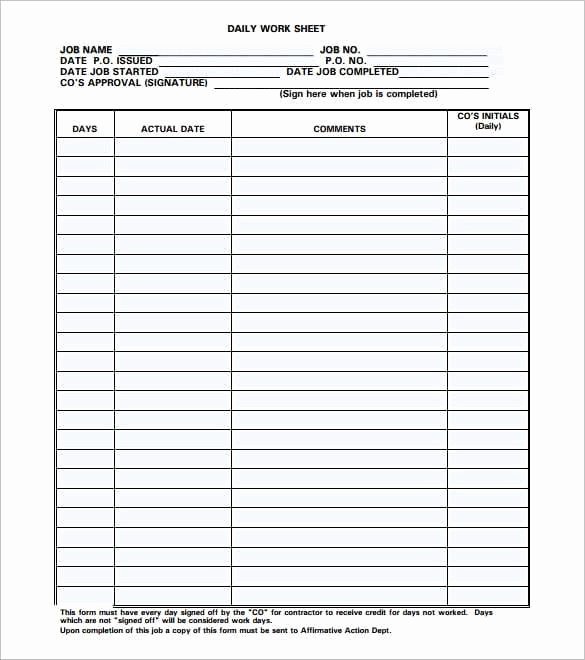 Daily Activity Log Template Excel Elegant 8 Daily Work Log Templates Word Excel Pdf formats