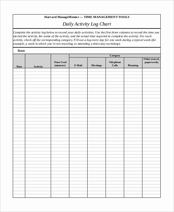 Daily Activity Log Template Excel Fresh Activity Log Template – 12 Free Word Excel Pdf