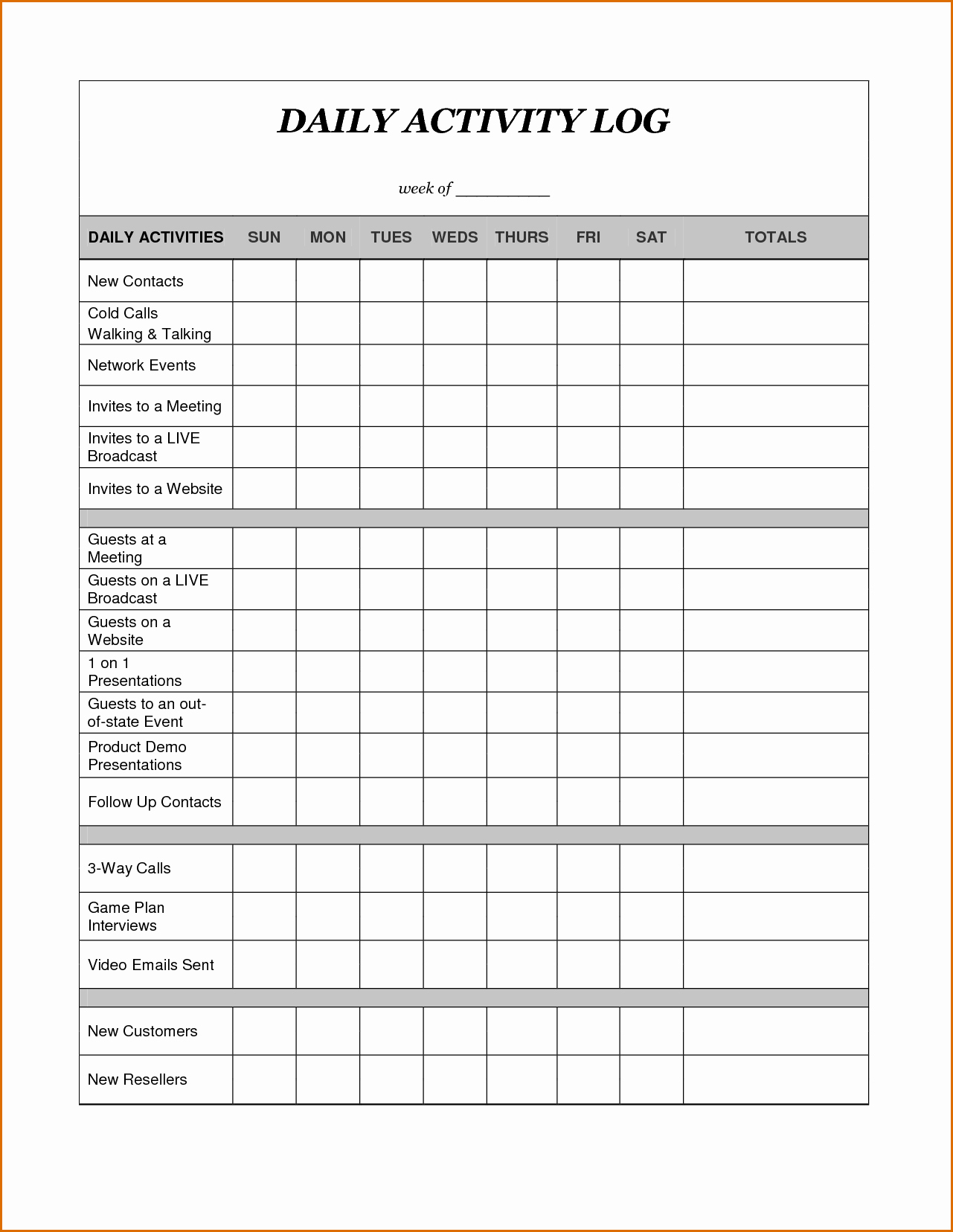 Daily Activity Log Template Excel Lovely 8 Daily Activity Log Template