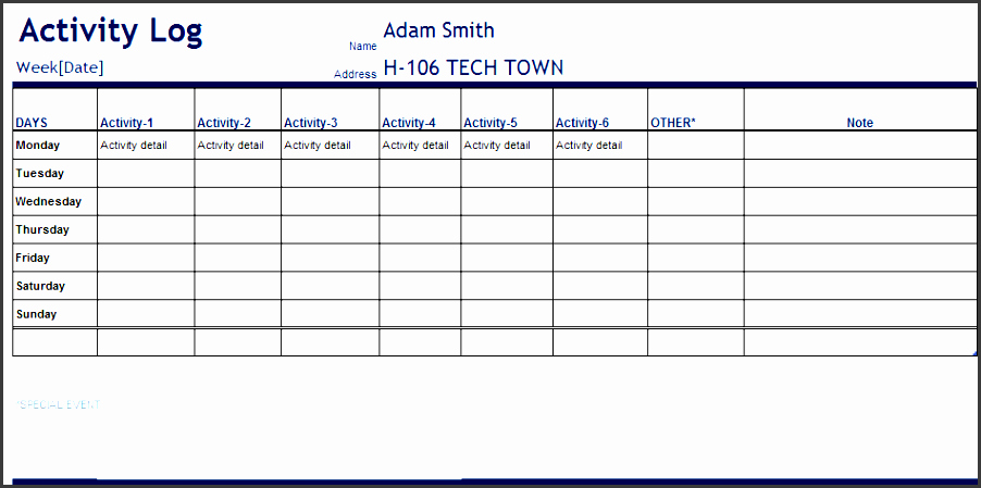 Daily Activity Log Template Excel Luxury 7 Daily Work Log Template In Ms Excel Sampletemplatess