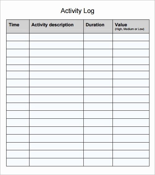 Daily Activity Log Template Excel Luxury Log Template Download Documents In Pdf Word Excel